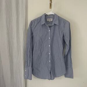NWOT Nili Lotan Dyllan Shirt Small Blue White Pinstripe Cotton Button Down